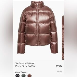 Aritzia Babaton Stone Taupe Puffer Jacket